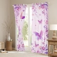thumbnail image 3 of Erosebridal Flying Purple Butterflies Blackout Curtains Set of 2 (52x84 Each) For Girls,Dreamy Floral Flowers Window Curtains, 3 of 6