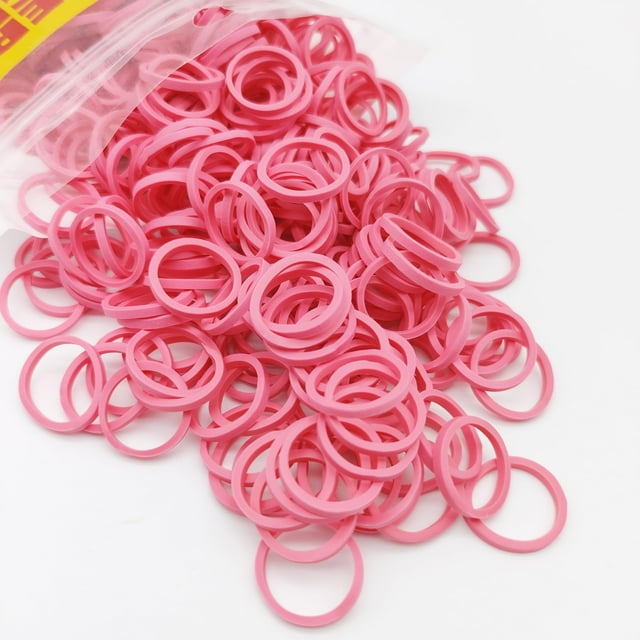 Mucho bandas de goma para el pelo, bandas elásticas multiusos para peinados, coletas, trenzas, suaves y elásticas, tamaño pequeño 5/8 pulgadas (colores surtidos, 600 unidades) (rosa)