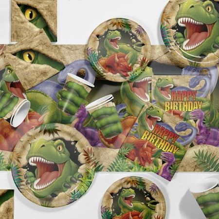 Dinosaur Birthday Party Supplies Kit, Serves 8 Guests