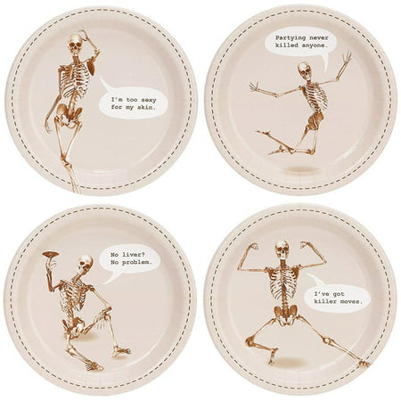 Halloween Skeleton Party Supplies Appetizer Cake Plates (32), includes (8) dessert plates to match your party theme. Each paper plate measures.., By BirthdayExpress