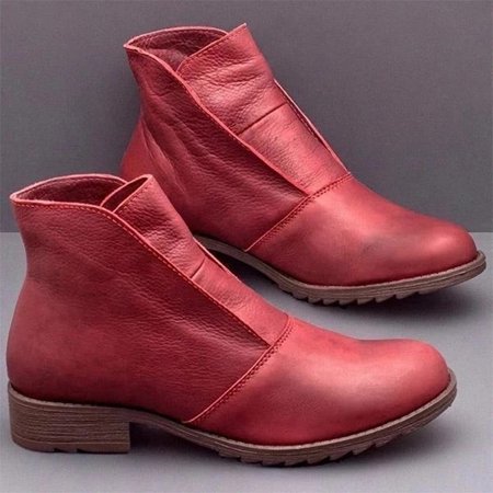 

Aueoeo Boots Heels For Women Women S Round Head Casual Leather Stitching Solid Color Sleeve Thick High Heel Shoes Womens Snow Boots