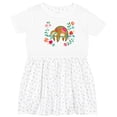 thumbnail image 3 of Inktastic Sloth Cute Girls Flowered Girls Toddler Dress, 3 of 5