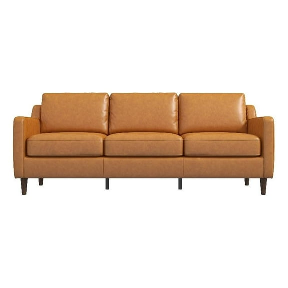 Allora Genuine Italian Leather Upholstered Sofa in Cognac/Tan