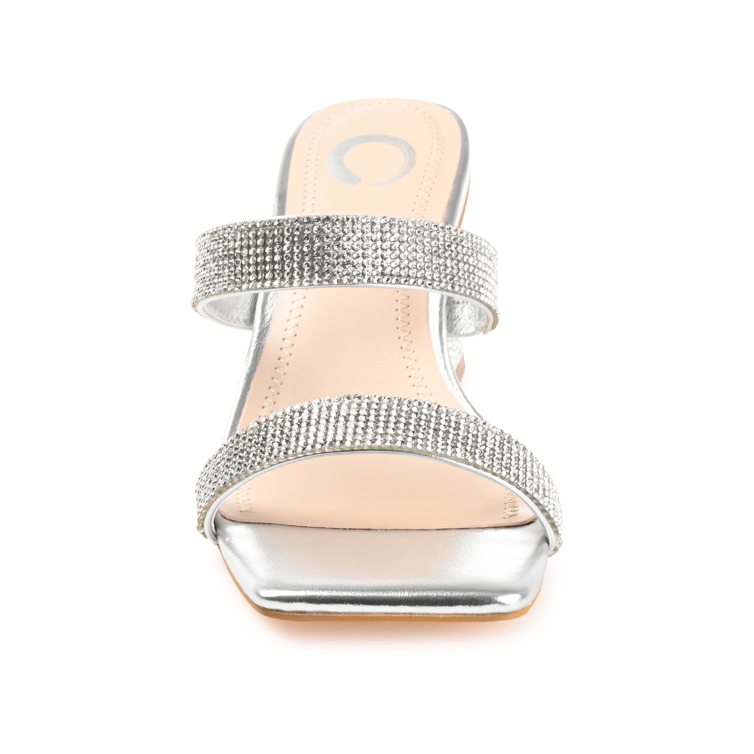 Journee Womens Shandee Rhinestone Detail Block Heel Evening Dress Sandals