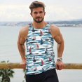 thumbnail image 6 of Lsque Boat In Ocean Pattern Mens Tank Tops Muscle Athletic Quick Dry Sleeveless Workout Fitness T Shirts Beach Tank Top, Loose-fit Sleeveless Shirt for Men-Medium, 6 of 7