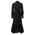 thumbnail image 6 of Womens Dresses Vintage Embroidered V Neck Long Sleeve Country Style Casual Maxi Dress for Women Black L, 6 of 9