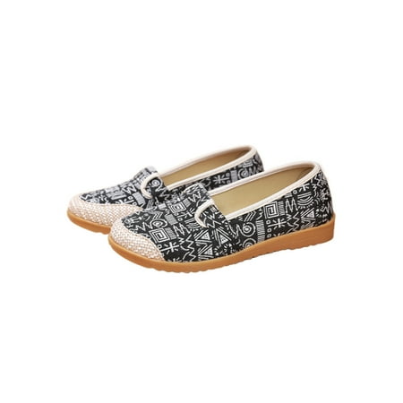 

Welliumy Ladies Canvas Shoes Comfort Loafers Non Slip Flats Driving Casual Shoe Work Lightweight Slip-On Black Blue 5.5