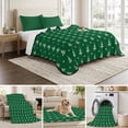 thumbnail image 6 of Quilts Queen Size Bedding Set, Green Christmas Lightweight Quilted Comforter, Xmas Pine Trees Dots Modern Minimalist Soft Reversible Bedspread Coverlet with Pillow Covers for All Season, 90" x 96", 6 of 9