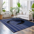 thumbnail image 3 of Area Rugs 2.7'x5', Navy Blue Striped Carpet Runner Indoor Outdoor Rugs Home Decor Aesthetic, Black Geometric Vintage Stripes Ombre Non Slip Mats Washable Accent Rug for Living Room Bedroom, 3 of 8