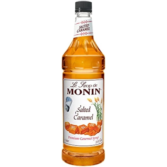 Monin - Salted Caramel Syrup, Natural Flavors, Great for Mochas, Lattes, Smoothies, Shakes, and Cocktails, Non-GMO, Gluten-Free (1 Liter)