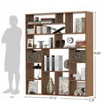 thumbnail image 4 of BOSHIRO 16-Cube Modern Bookcase, 6-Tier Open Bookshelf with Baskets, 71” Tall Storage Display Shelf for Bedroom & Living Room, Oak, 4 of 9