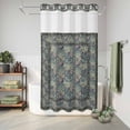 thumbnail image 6 of No Hook Shower Curtain, Blue Boho Shower Curtains for Bathroom with See Through Top Window, Vintage Ethnic Tribe Abstract Art Floral Waterproof & Washable Bath Curtain Narrow 54"x78", 6 of 9