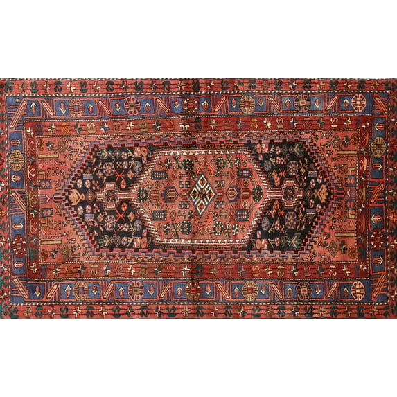 Ahgly Company Machine Washable Indoor Rectangle Traditional Saffron Red Area Rugs, 5' x 7'