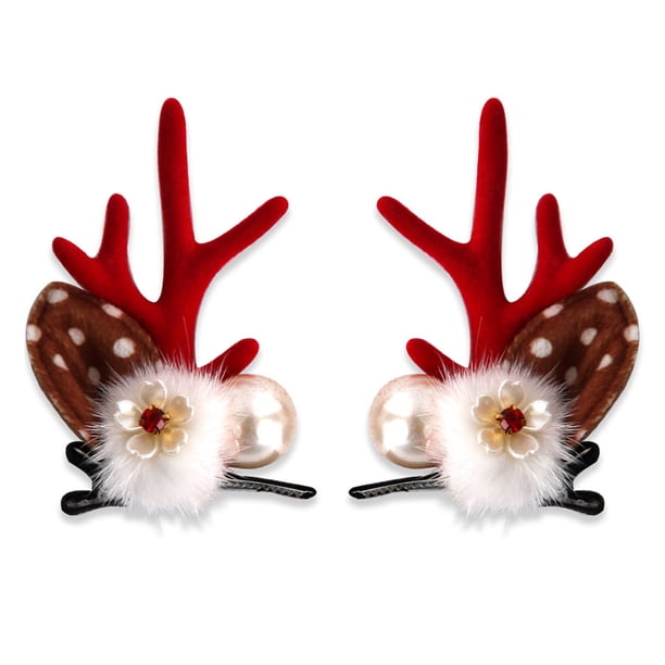 Adorable clip navideño con astas de reno para niños - Fiesta navideña y accesorio fotográfico