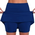thumbnail image 2 of Oiangi Athletic Skorts for Women High Waist Stretchy Tennis Shorts Solid Color Gym Workout Shorts Dark Blue 2XL, 2 of 6