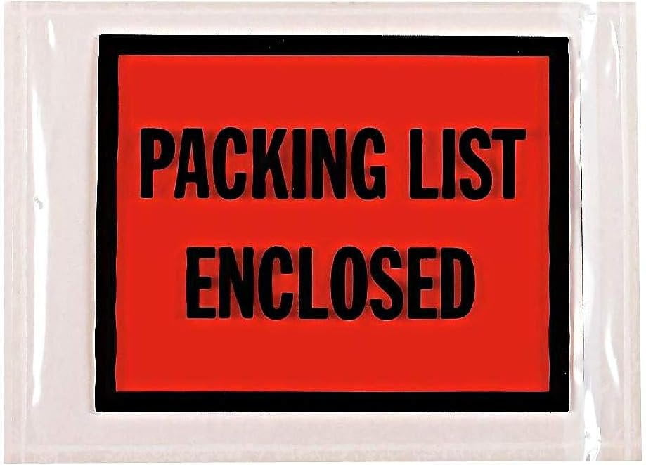Full Face Packing List Envelopes 7 x 5, Red Panel Packing Slip Envelope