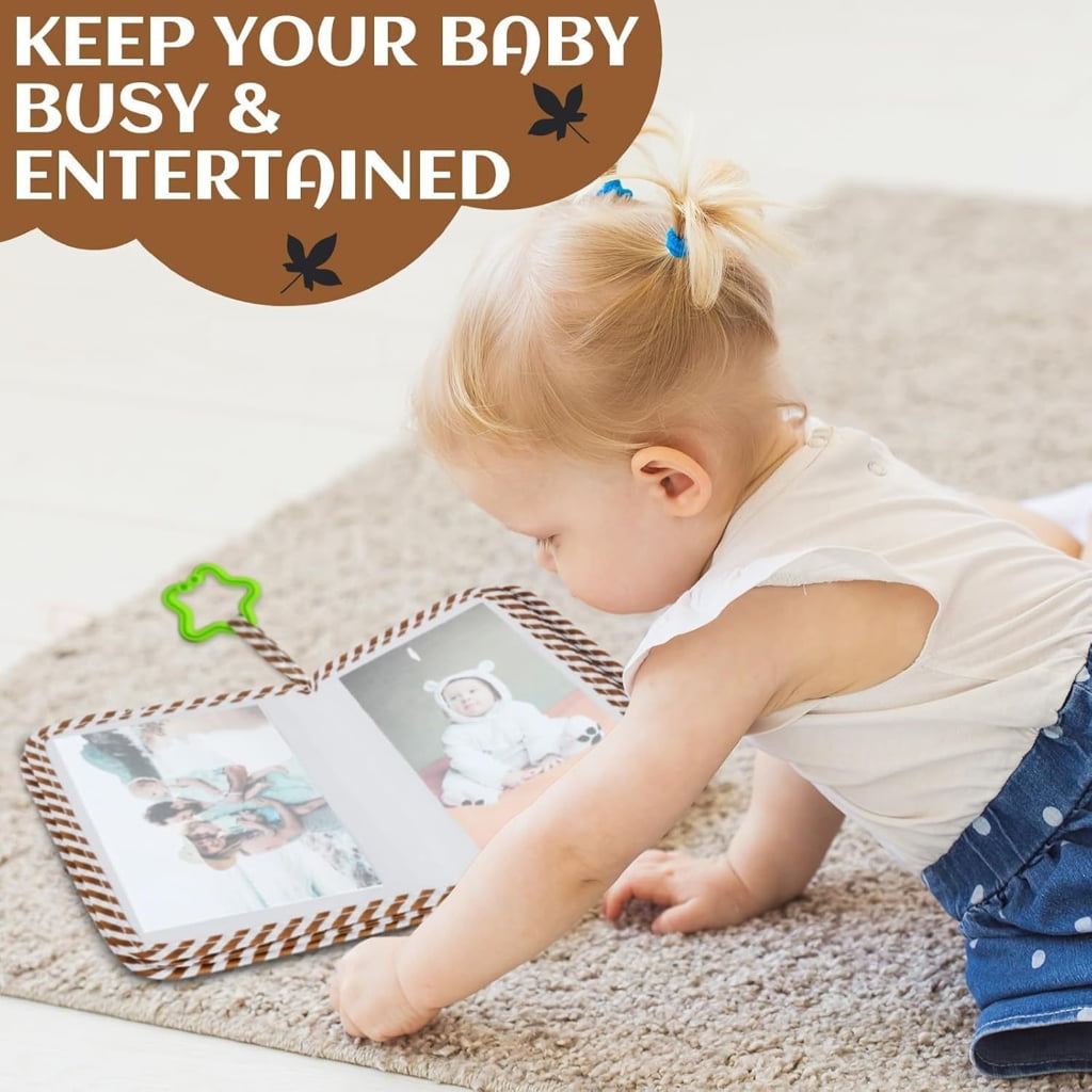 Oasiva Fabric Baby Memory Keeper With Adorable Bear Pattern Photo Album To Capture Childhood Moment Safely