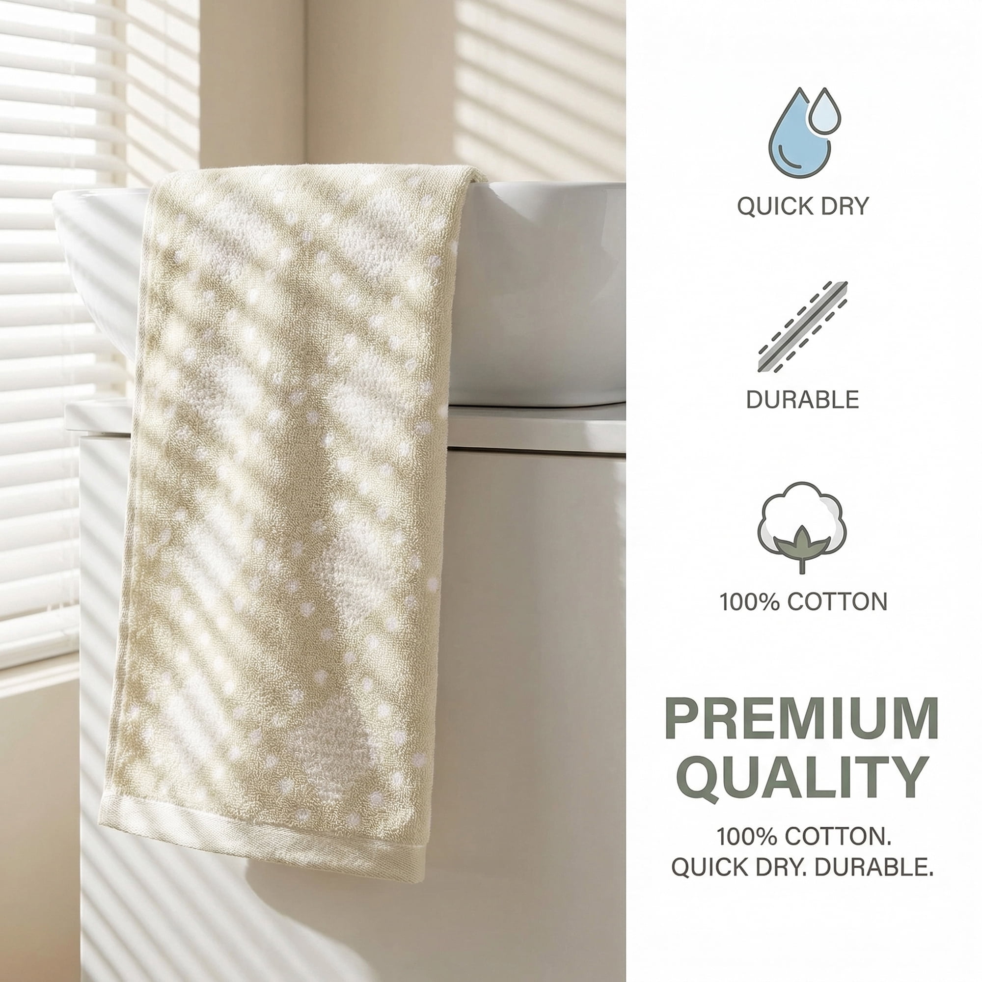 Unique Bargains Diamond Pattern Cotton Hand Towel Brown 29" x 13"