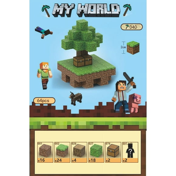 Minecraft Building Block Set Magnetic Building Block Toy Magnetic Board Game-Sky Island-64 pcs