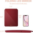 thumbnail image 6 of LED Travel Makeup Mirror, Rechargeable Vanity Mirror with Lights, Portable Mirror with Lights - 7x9 inches, 3 Colors Light, Foldable, Dimmable Touch Screen, Travel Essential (Wine Red), 6 of 6