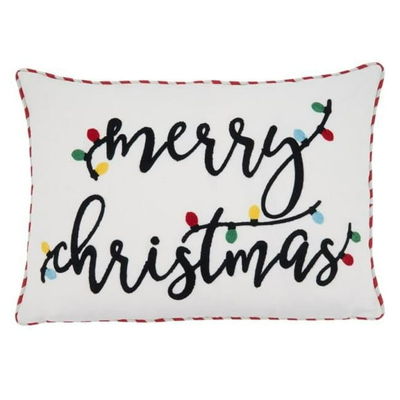 Saro Lifestyle Merry Christmas Design Poly Filled Throw Pillow