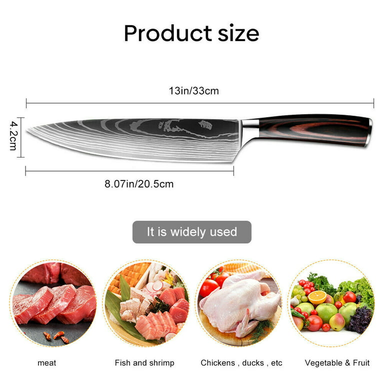 BEWOS 8.3-Inch Chef Knife, Professional Kitchen Knife with Knife Sharpener,  Ultra Sharp Chefs Knife Set, Premium Stainless Steel Chef's Knives for