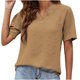 thumbnail image 1 of Blusa de manga corta con cuello en V de gasa con cuello en V para mujer a la moda informal de verano Pompotops hkajfhjk469511, 1 of 6