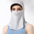 thumbnail image 5 of Summer sunscreen mask ladies outdoor hooded ice silk breathable headgear open and close hair hole - light gray, 5 of 5