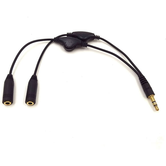 Wpeng 10 Pouces 3,5 Mm 1/4 "Mâle à 2 Câble d'Extension Audio Casque Stéréo Plaqué Or Femelle avec Contrôle du Volume