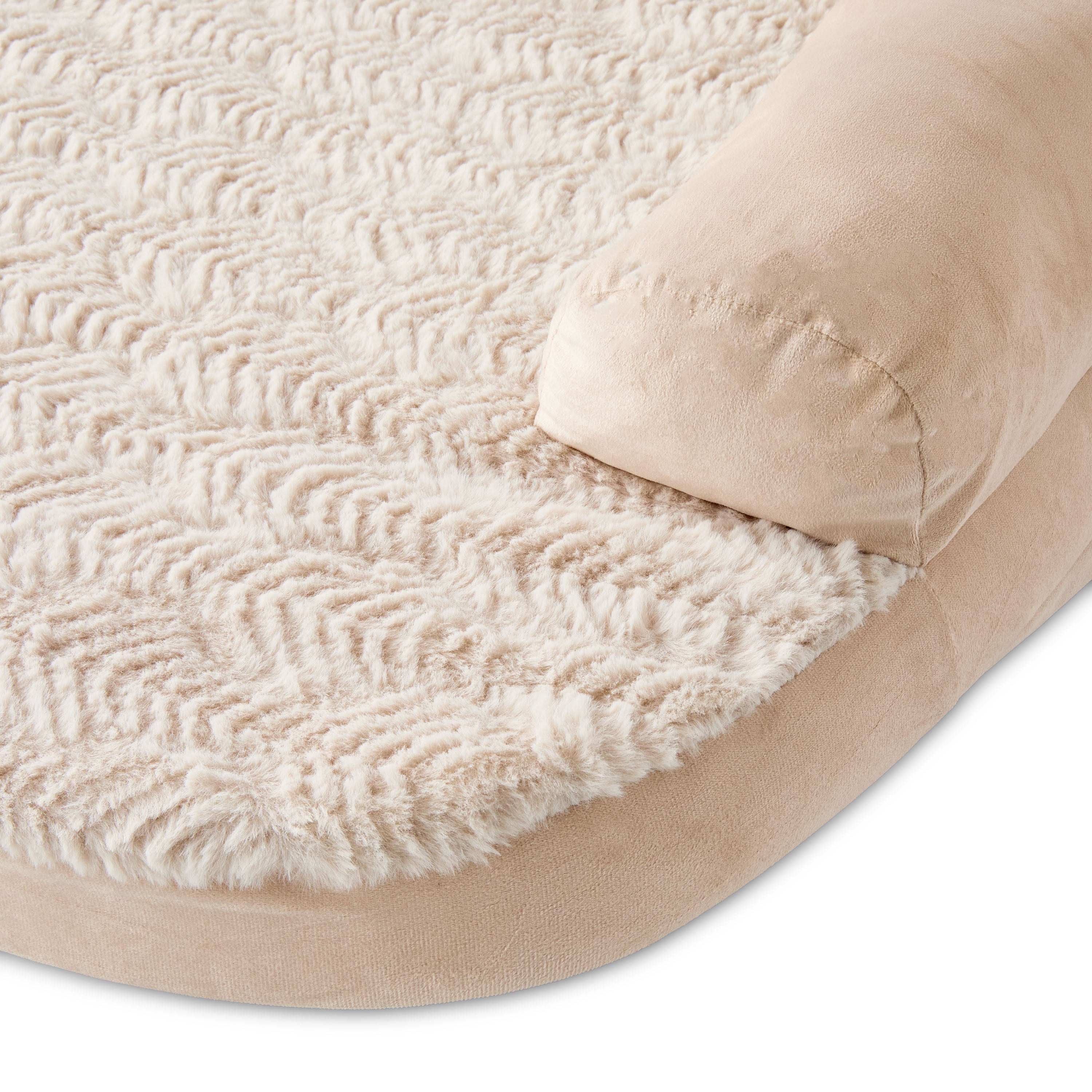 Vibrant Life Extra Large Round Corner Sofa Style Dog Bed, Tan, 35" x 48"