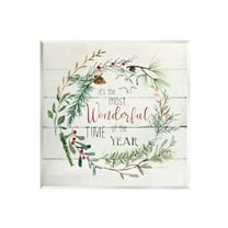 Stupell Industries Most Wonderful Time of Year Wreath Graphic Art Unframed Art Print Wall Art, Design by Carol Robinson