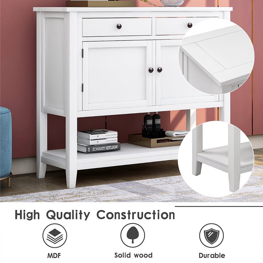 Lowestbest 39" Modern Console Table, Sofa Table, Entryway Side Table with 2 Drawers, 2 Cabinets and 1 Shelf (White) Lowestbest 39" Modern Console Table, Sofa Table, Entryway Side Table with 2 Drawers, 2 Cabinets and 1 Shelf (White)