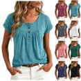 thumbnail image 5 of QGJZVUNL Womens Short Sleeved T Shirt Round Neck Going Out Tops with Button Casual Summer Clothes Size 2XL, 5 of 5