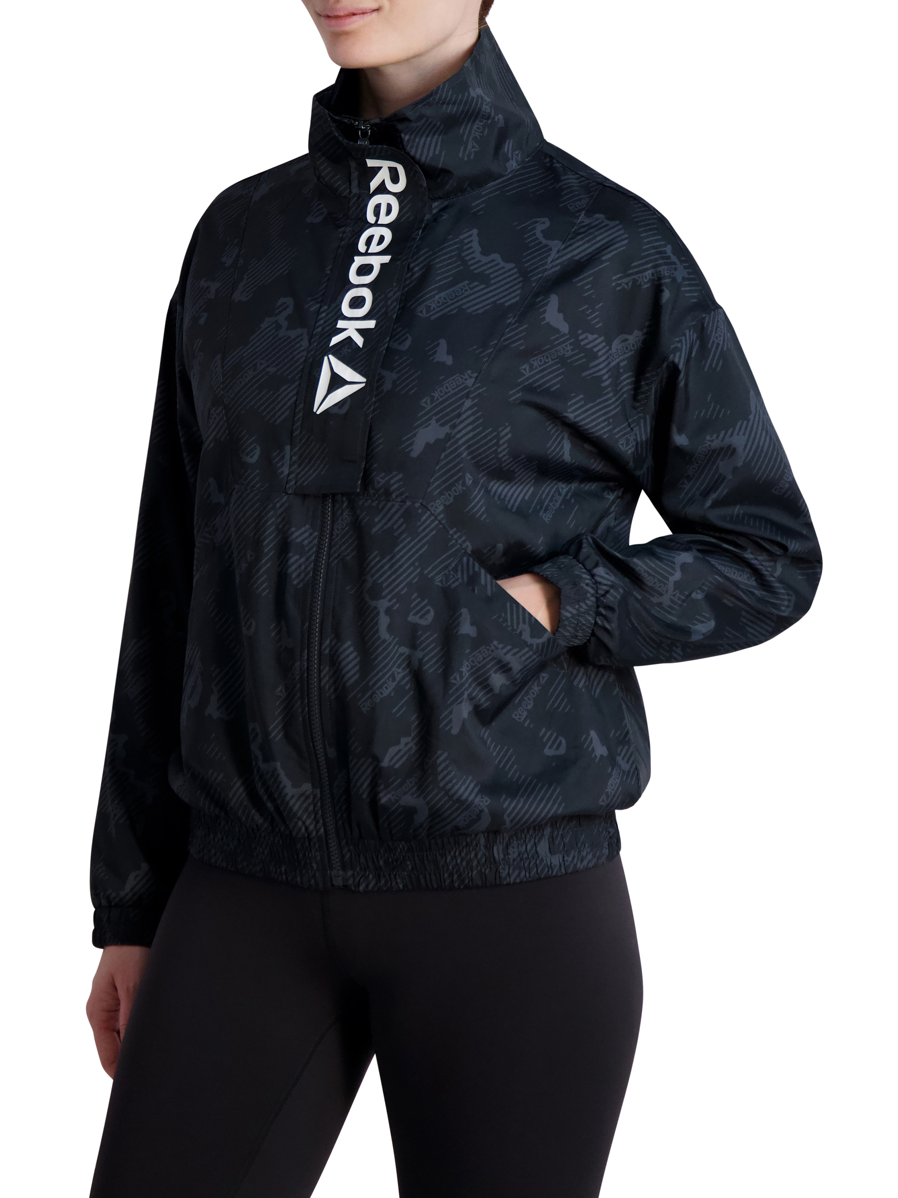 Reebok Women's Mesh Lined Printed Focus Track Jacket with Front Pockets and Front Flap - image 3 of 4