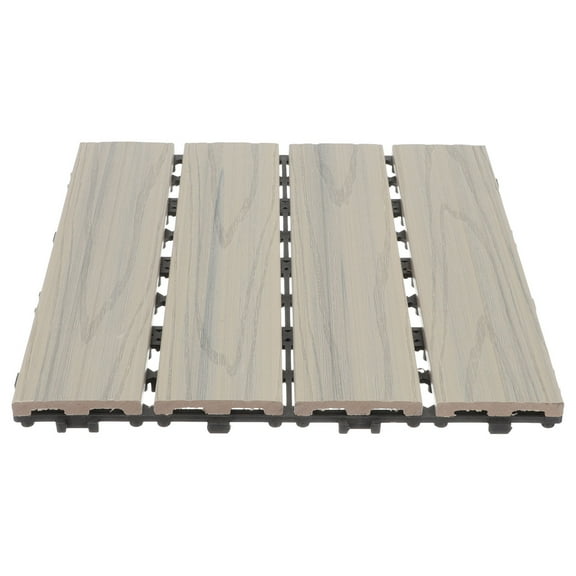 FELTECHELECTR Outdoor Flooring For Patio Wood-Plastic Flooring Grey 1Pack 12X12X0.8In