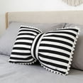 thumbnail image 4 of Striped Bow-Decorated Pillowcase 50x33cm Soft Velvet Bolster Pillow Suitable For Sofas Beds And Home Decor, 4 of 7