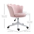 thumbnail image 3 of HOMCOM Mid Back Velvet Office Chair with Swivel Wheels for Study, Pink, 3 of 10