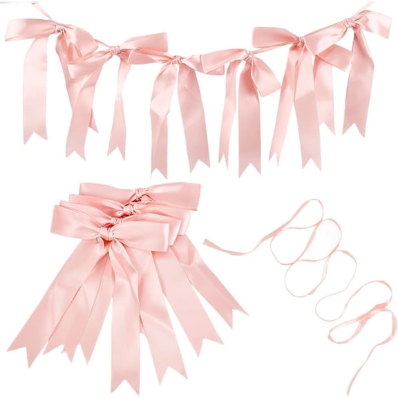 Banner Garland Ribbon Garland Decoration Including 10Pcs Bows and 9.8 Feet Ribbon Coquette Bachelorette Party Hanging Banner