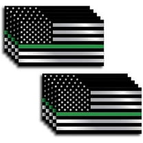 Thin Green Line 10 Pack I Support The Military Decal Sticker American Flag Car Truck(10 Pack)