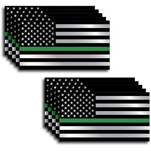 Thin Green Line 10 Pack I Support The Military Decal Sticker American Flag Car Truck(10 Pack)