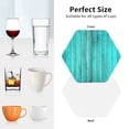 thumbnail image 6 of Vsdgher Turquoise Wooden2 Leather Coasters for Drinks, Durable Drink Coasters 4 Set for Tabletop Protection, Luxurious Home Décor and Housewarming Gift-Hexagon, 6 of 6