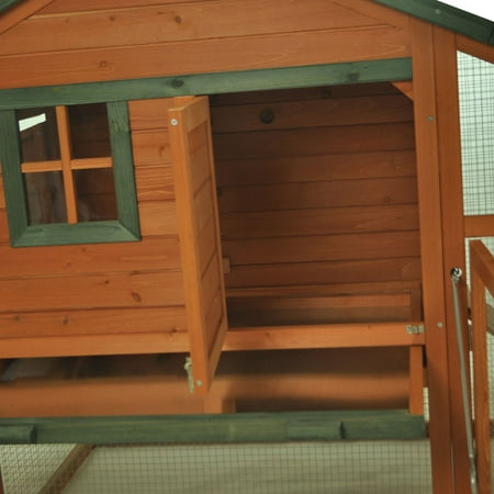 Pawhut Deluxe Wooden Backyard Chicken Coop With Run