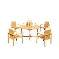 thumbnail image 1 of Grade-A Teak Dining Set: 5 Seater 6 Pc: 60" Round Table And 5 Clipper Stacking Arm Chairs Outdoor Patio WholesaleTeak #51CP1206, 1 of 5