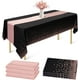 thumbnail image 1 of 6 Piezas Mantel Desechable Camino de Mesa de Oro Rosa Mantel Impermeable 137 x 275 cm Cubierta de Mesa y Camino de Mesa de Satén de 30 x 275 cm para Banquete de Boda, Base Negra JAMW Sencillez, 1 of 5
