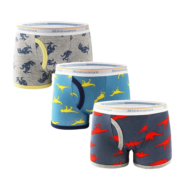 WEIYLL Boxeurs Garçons Multi-pack Mignons Imprimés Animaux Shorts Confortables 3 Pcs Gris Taille 100