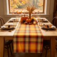 thumbnail image 5 of Fall Plaid Table Runner for Thanksgiving Holiday Dining Table Decoration, Washable Polyester Table Runner for Kitchen and Dining Room, 5 of 6