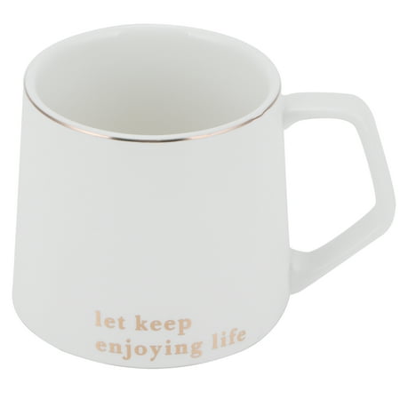 

Milk Cup Ceramic Cup Come With Lid And Spoon Stable Non-slip Cup Bottom For Office For Home White Let Letter