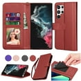 thumbnail image 1 of Njjex for Samsung Galaxy S22 Ultra（6.8"）Wallet Phone Case, Lanyard Flip Card Holder Slot Magnetic PU Leather Purse Kickstand Protective Case, Red, 1 of 7