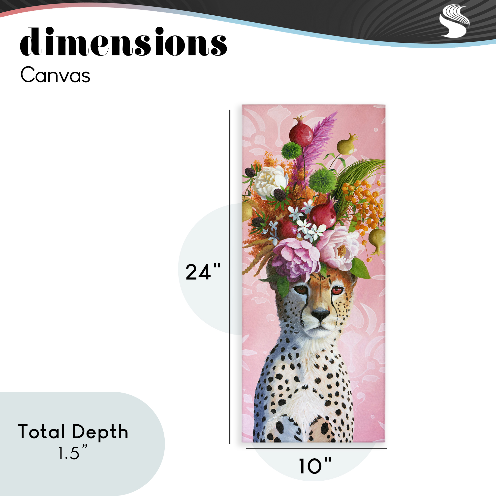 Serious Cheetah & Florals Canvas Wall Art, design by Heather Gauthier