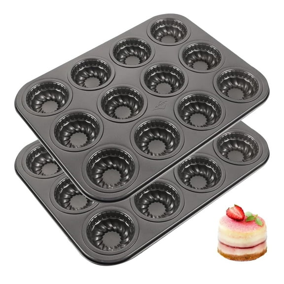 COSANO Nonstick Mini Bundt Cake Pans, 12-Cavity Carbon Steel mini donut mold for Muffins, Brownies, and Mini Cakes, Send Goods from Local Warehouse